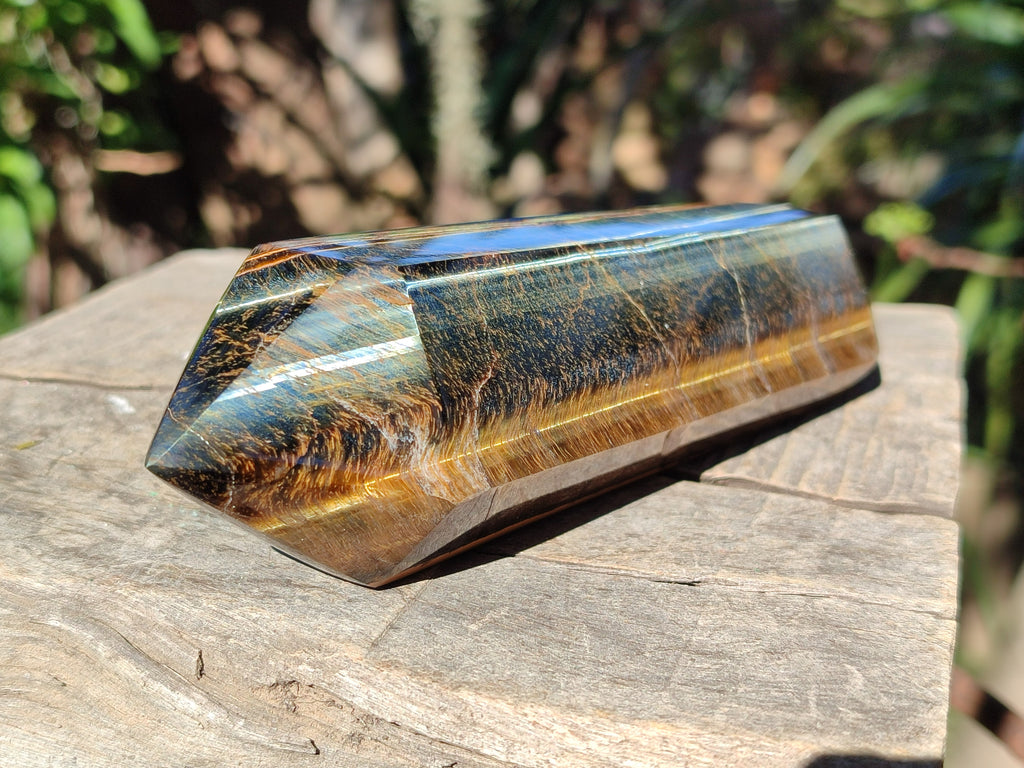 Polished Double Terminated Golden Tigers Eye Crystals x 4 From Prieska, South Africa - Toprock Gemstones and Minerals 