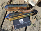 Polished Double Terminated Golden Tigers Eye Crystals x 4 From Prieska, South Africa - Toprock Gemstones and Minerals 