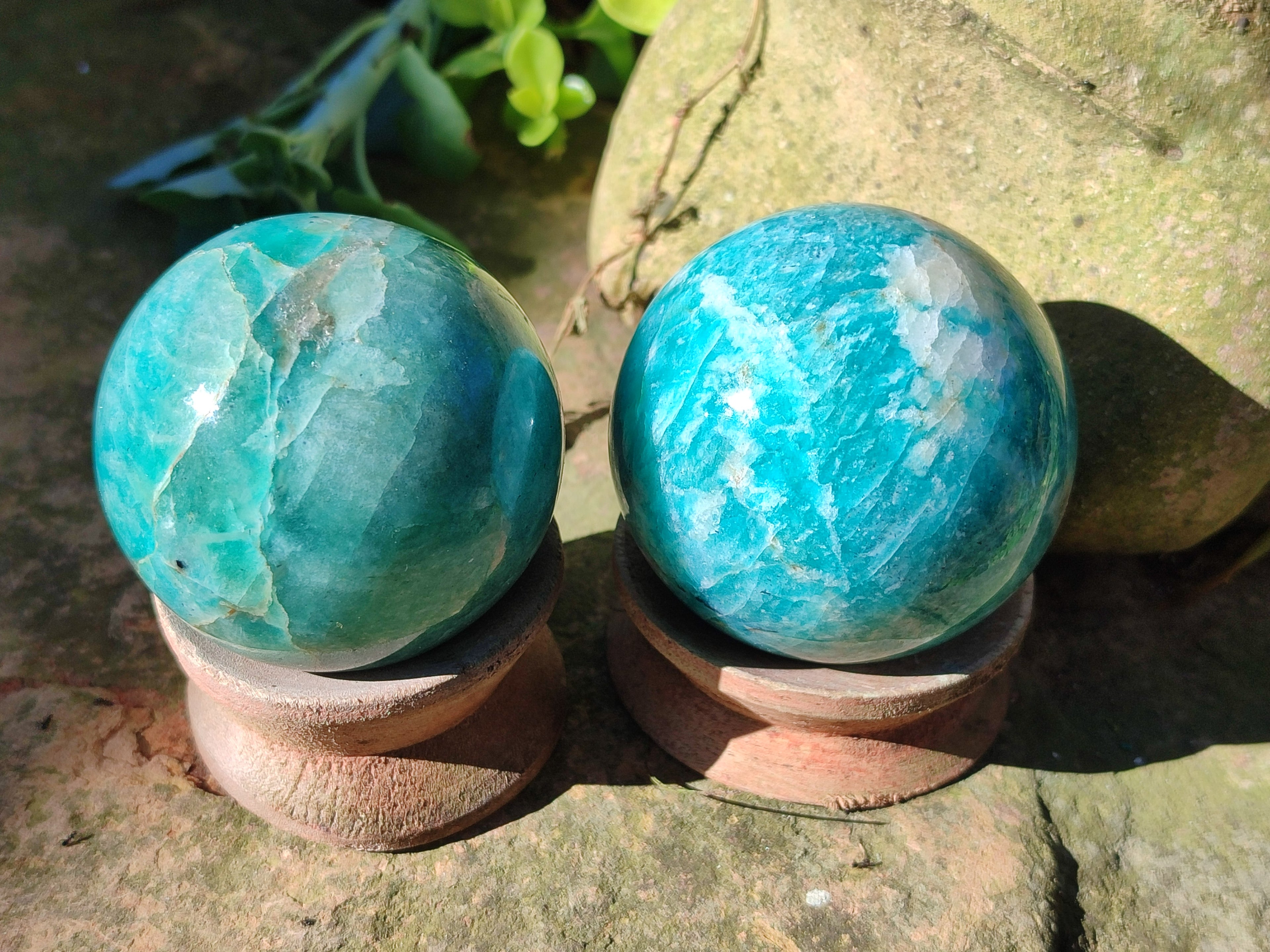 Polished Amazonite Spheres x 6 From Madagascar - Toprock Gemstones and Minerals 
