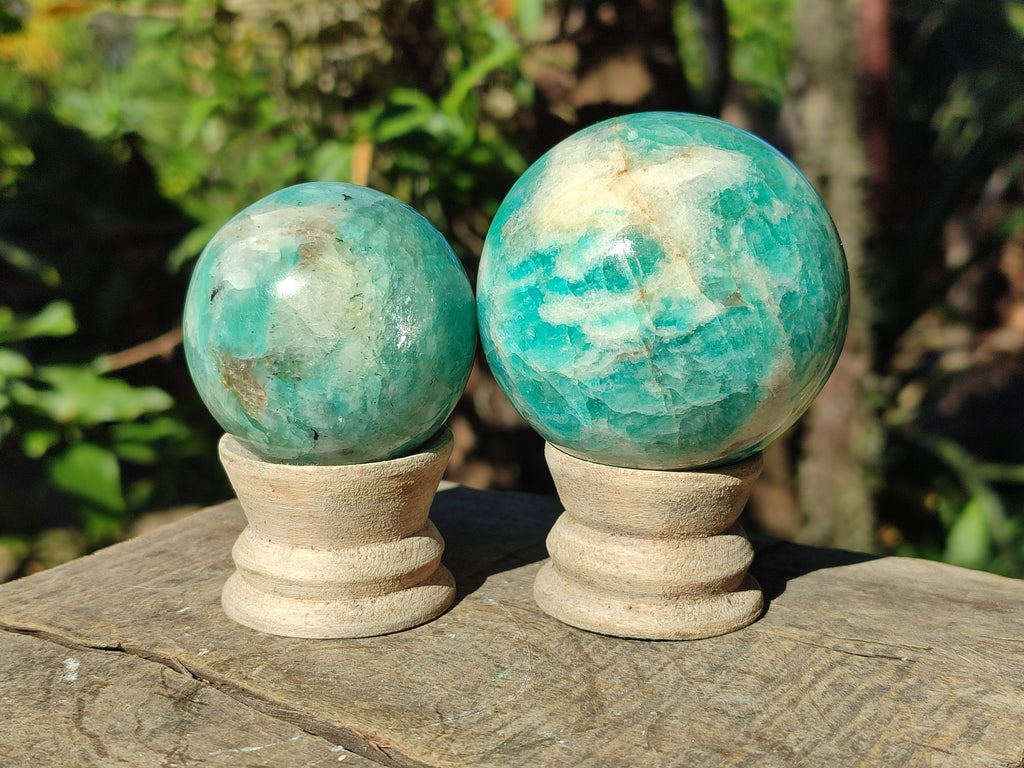 Polished Amazonite Spheres x 6 From Madagascar - Toprock Gemstones and Minerals 