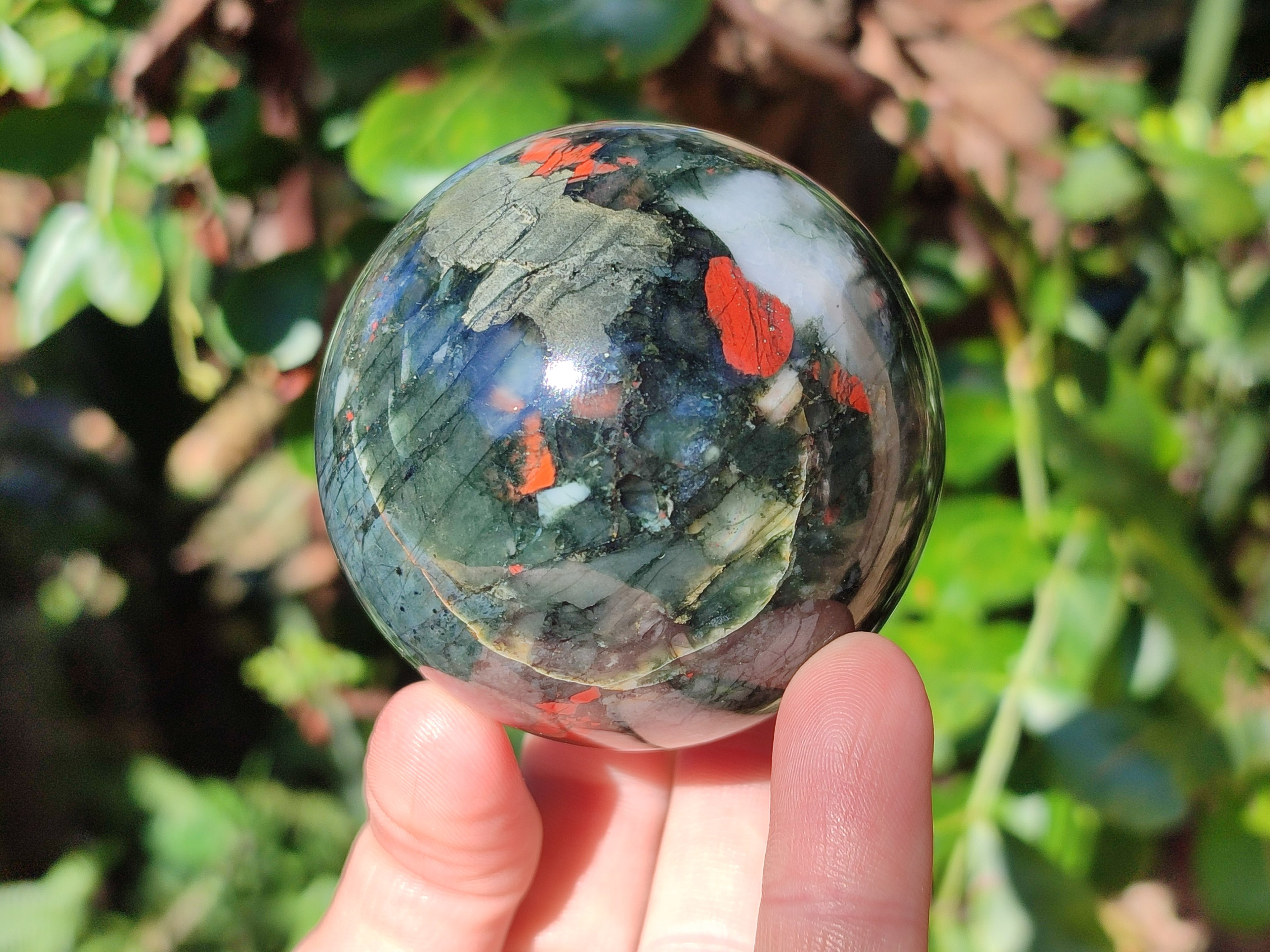 Polished Bloodstone Spheres x 3 From Swaziland - Toprock Gemstones and Minerals 