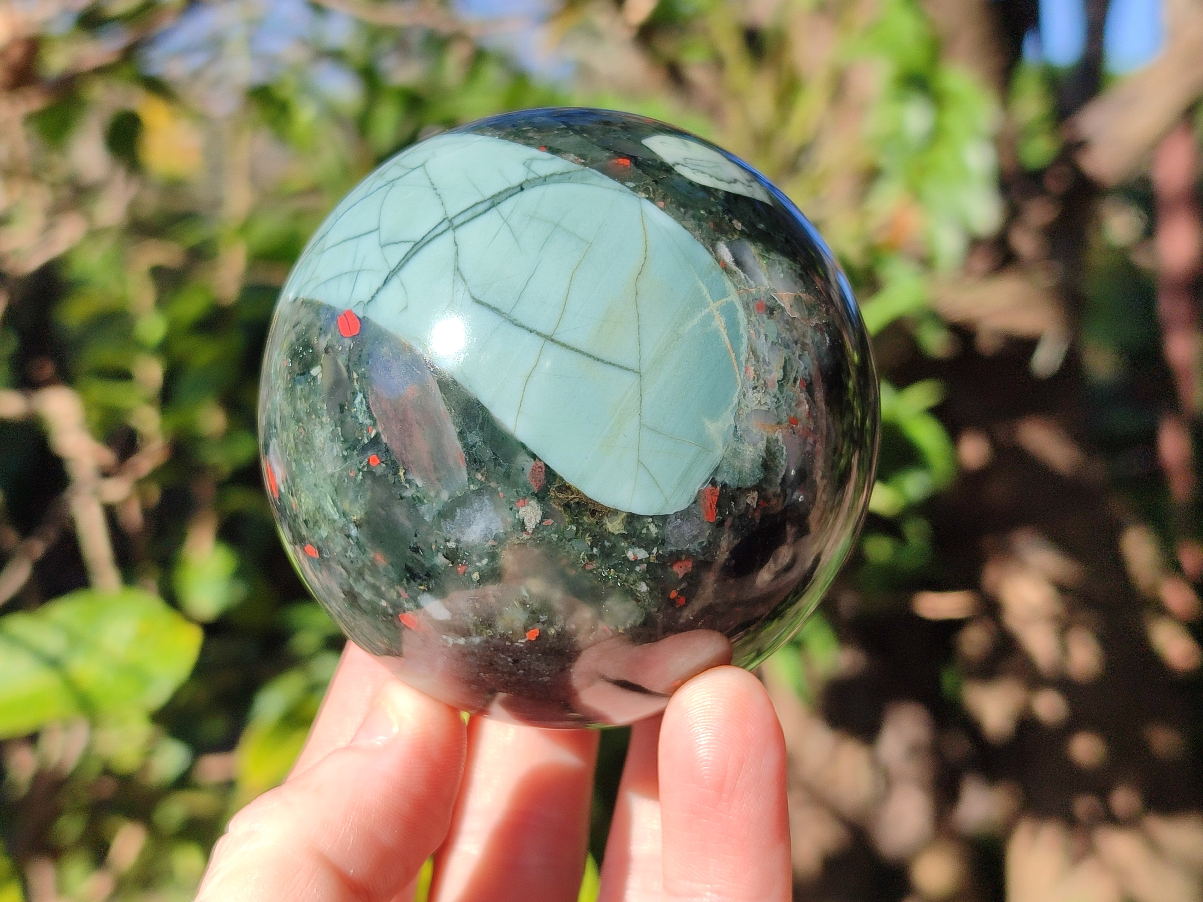 Polished Bloodstone Spheres x 3 From Swaziland - Toprock Gemstones and Minerals 