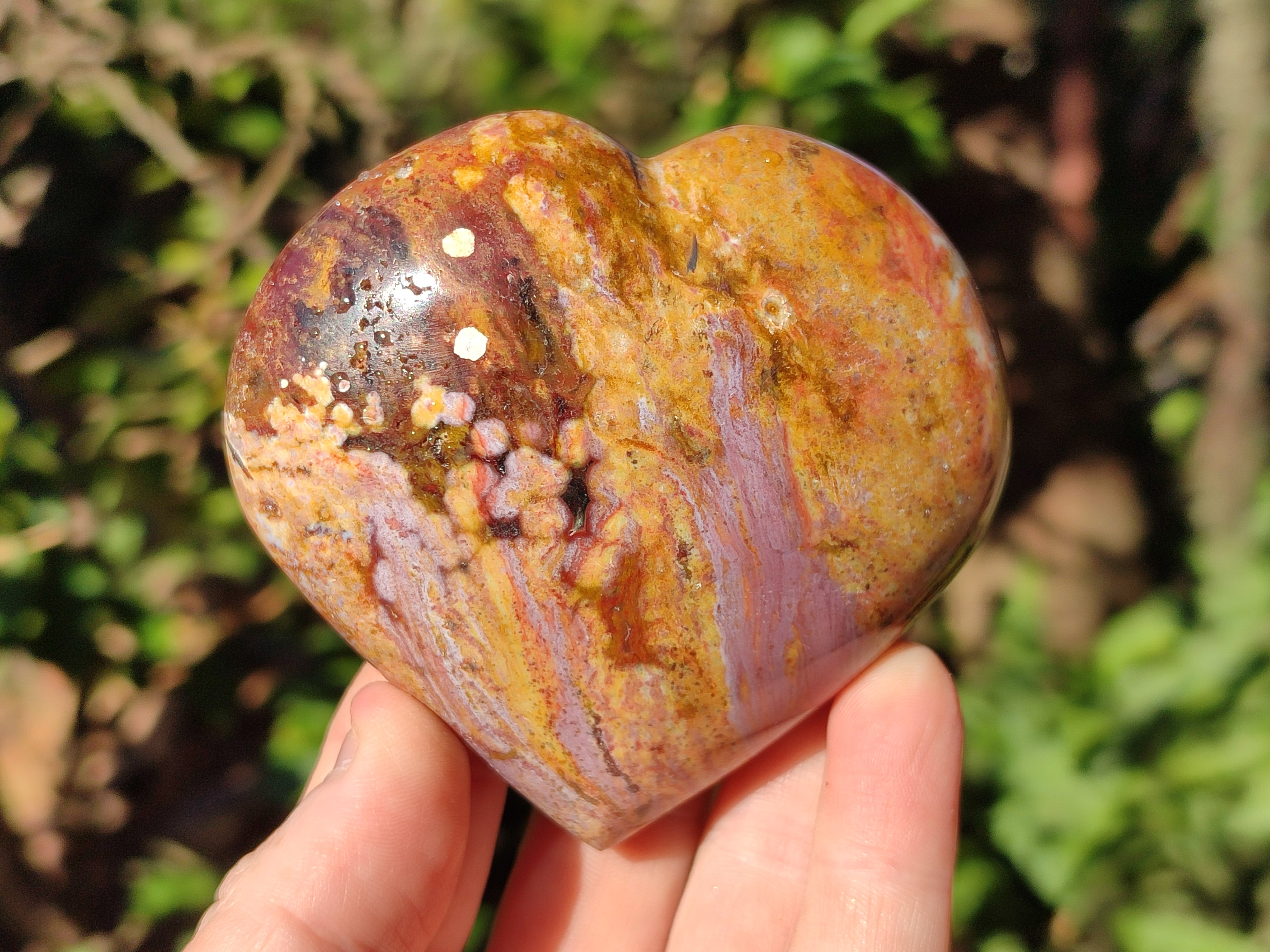 Polished Ocean Jasper Hearts x 6 From Northwest Coast, Madagascar - Toprock Gemstones and Minerals 