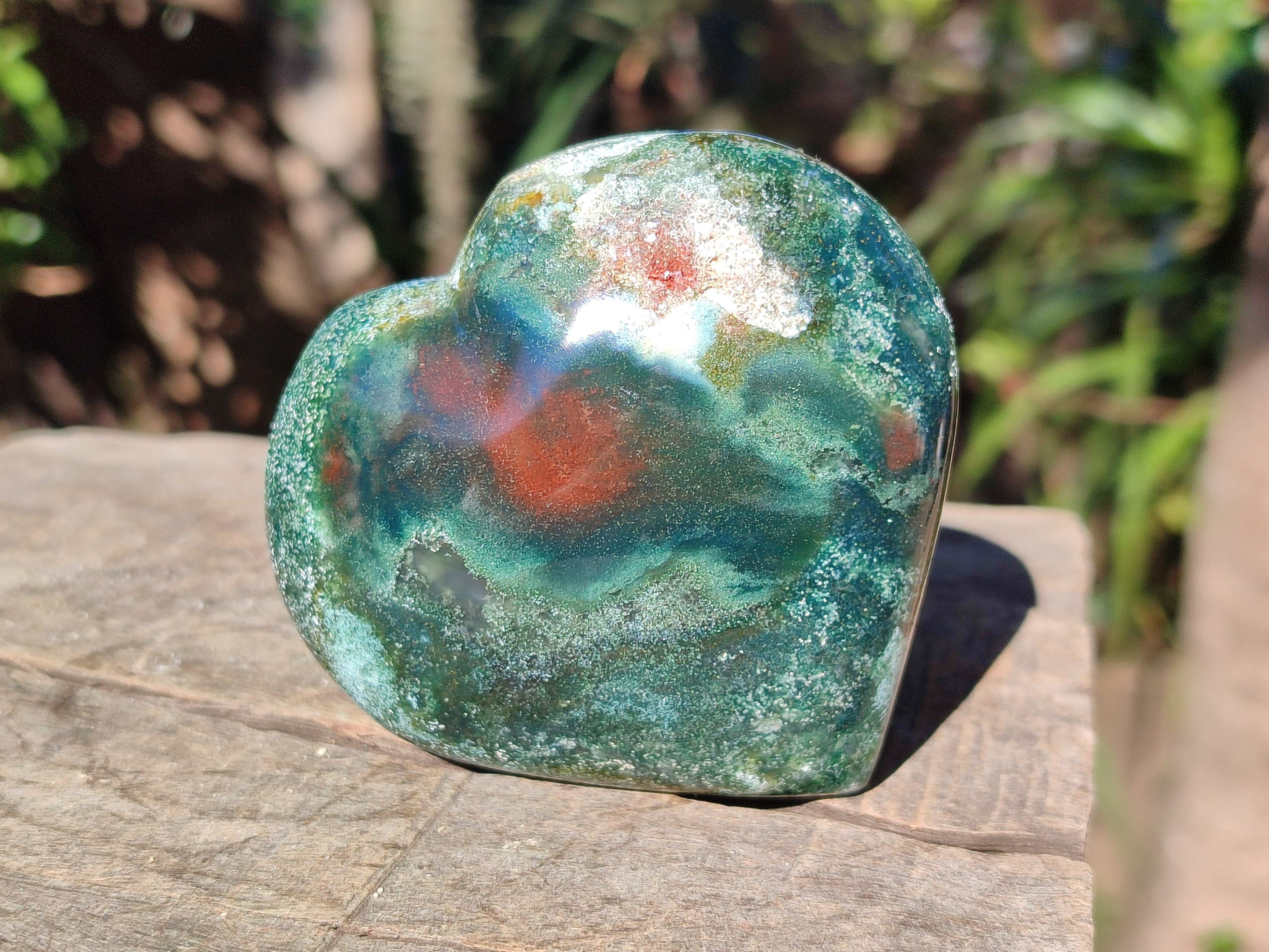 Polished Ocean Jasper Hearts x 6 From Northwest Coast, Madagascar - Toprock Gemstones and Minerals 