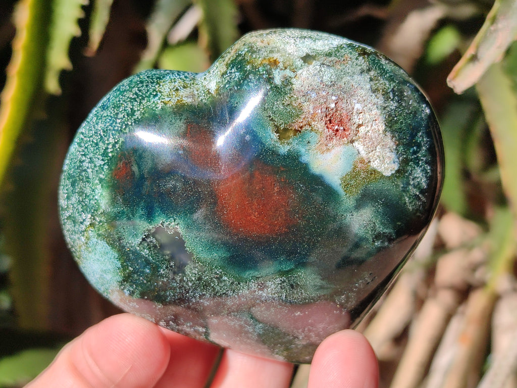 Polished Ocean Jasper Hearts x 6 From Northwest Coast, Madagascar - Toprock Gemstones and Minerals 