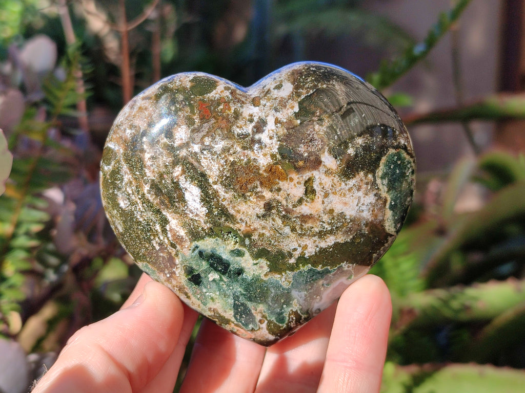 Polished Ocean Jasper Hearts x 6 From Northwest Coast, Madagascar - Toprock Gemstones and Minerals 