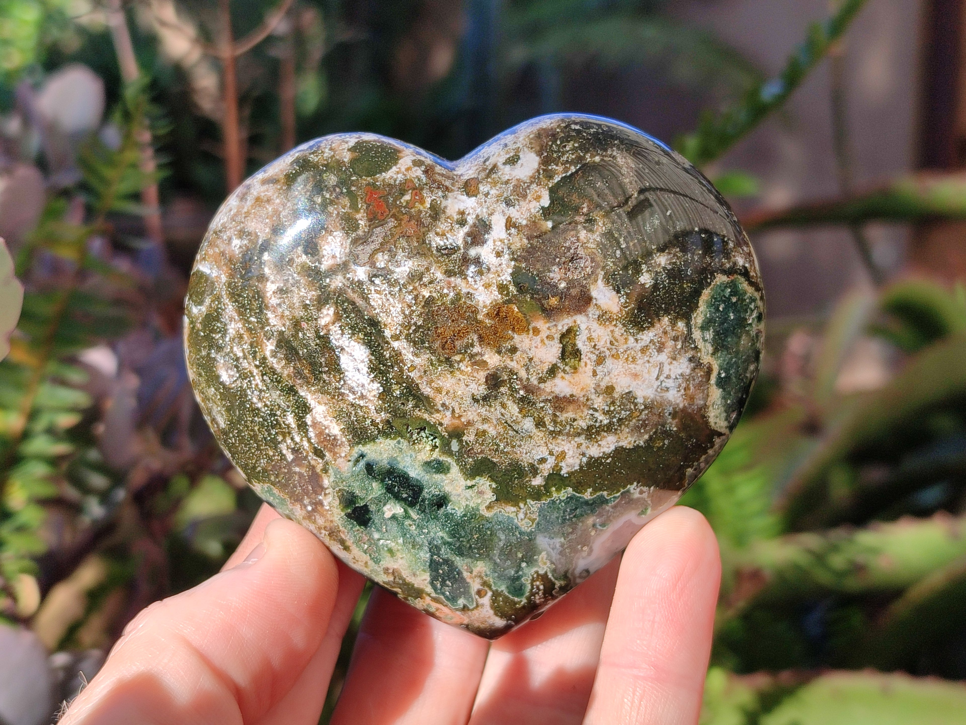 Polished Ocean Jasper Hearts x 6 From Northwest Coast, Madagascar - Toprock Gemstones and Minerals 
