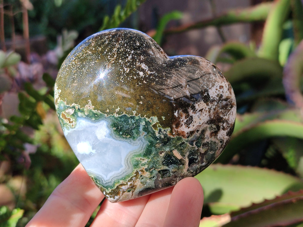 Polished Ocean Jasper Hearts x 6 From Northwest Coast, Madagascar - Toprock Gemstones and Minerals 