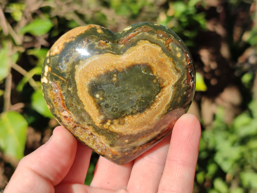 Polished Ocean Jasper Hearts x 6 From Northwest Coast, Madagascar - Toprock Gemstones and Minerals 