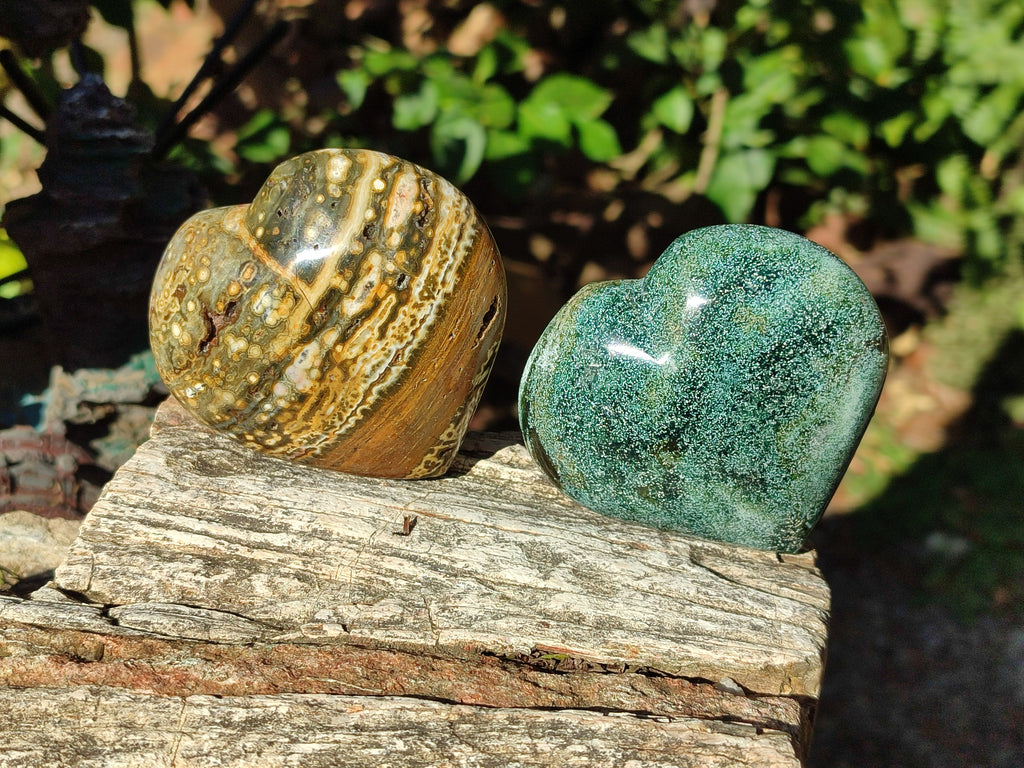 Polished Ocean Jasper Hearts x 6 From Northwest Coast, Madagascar - Toprock Gemstones and Minerals 