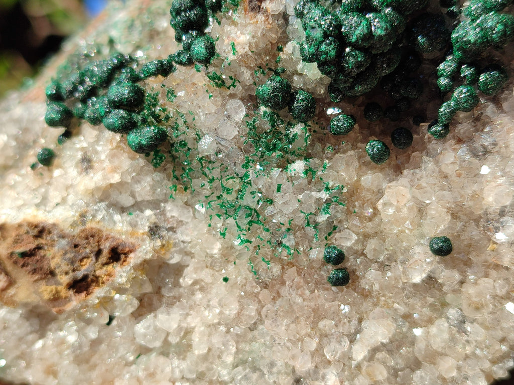 Natural Large Cabinet Ball Malachite Specimen Coated with Drusy Quartz on Dolomite x 1 From Mindingi Mine, Congo - Toprock Gemstones and Minerals 