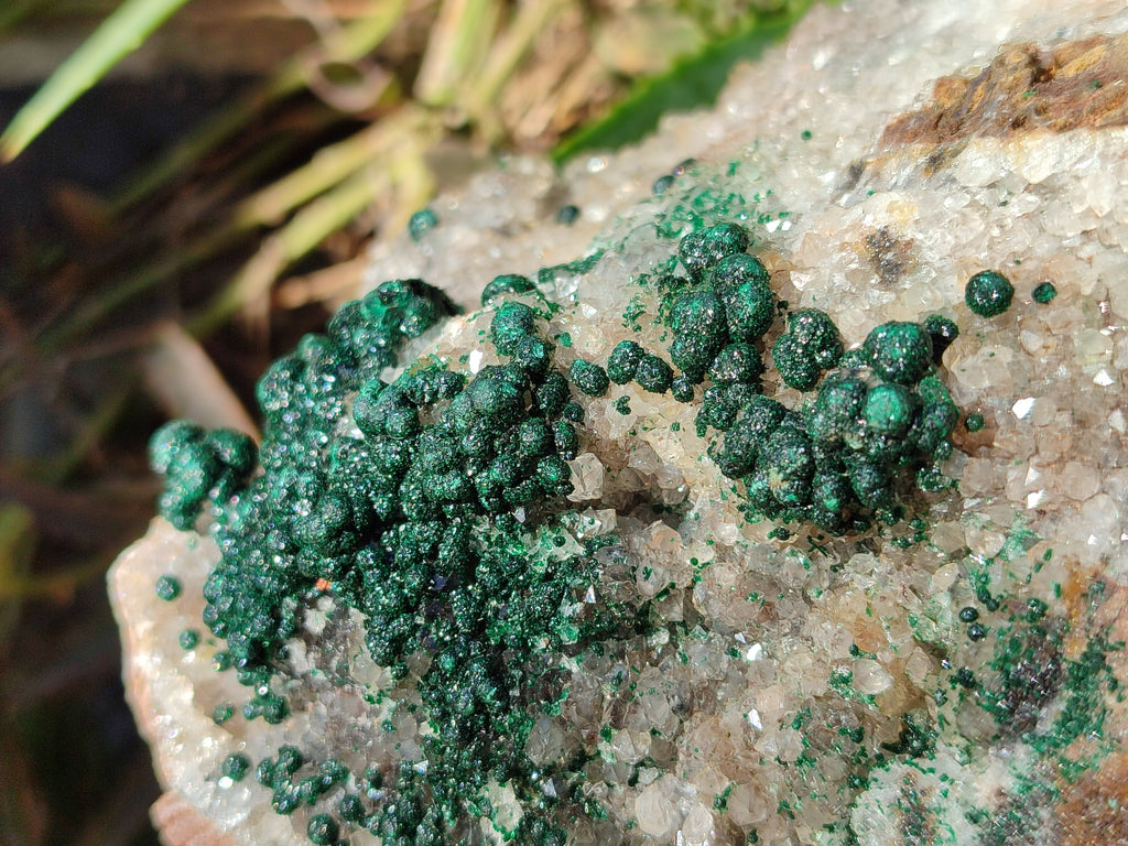 Natural Large Cabinet Ball Malachite Specimen Coated with Drusy Quartz on Dolomite x 1 From Mindingi Mine, Congo - Toprock Gemstones and Minerals 