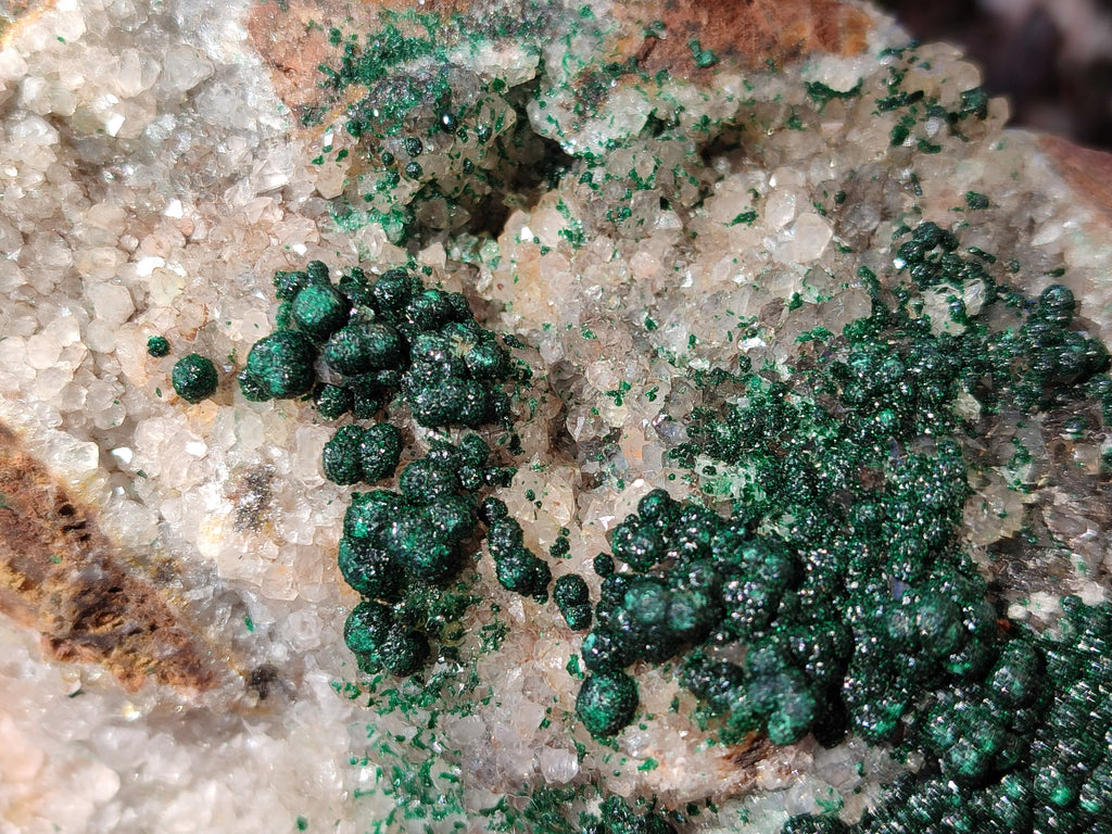 Natural Large Cabinet Ball Malachite Specimen Coated with Drusy Quartz on Dolomite x 1 From Mindingi Mine, Congo - Toprock Gemstones and Minerals 