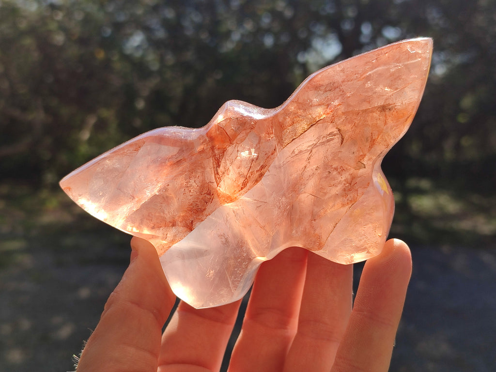 Hand Made Golden and Red Hematoid Quartz Butterfly Sculptures x 5 From Madagascar - Toprock Gemstones and Minerals 