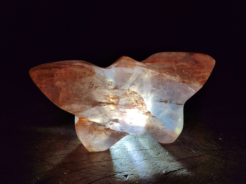 Hand Made Golden and Red Hematoid Quartz Butterfly Sculptures x 5 From Madagascar - Toprock Gemstones and Minerals 