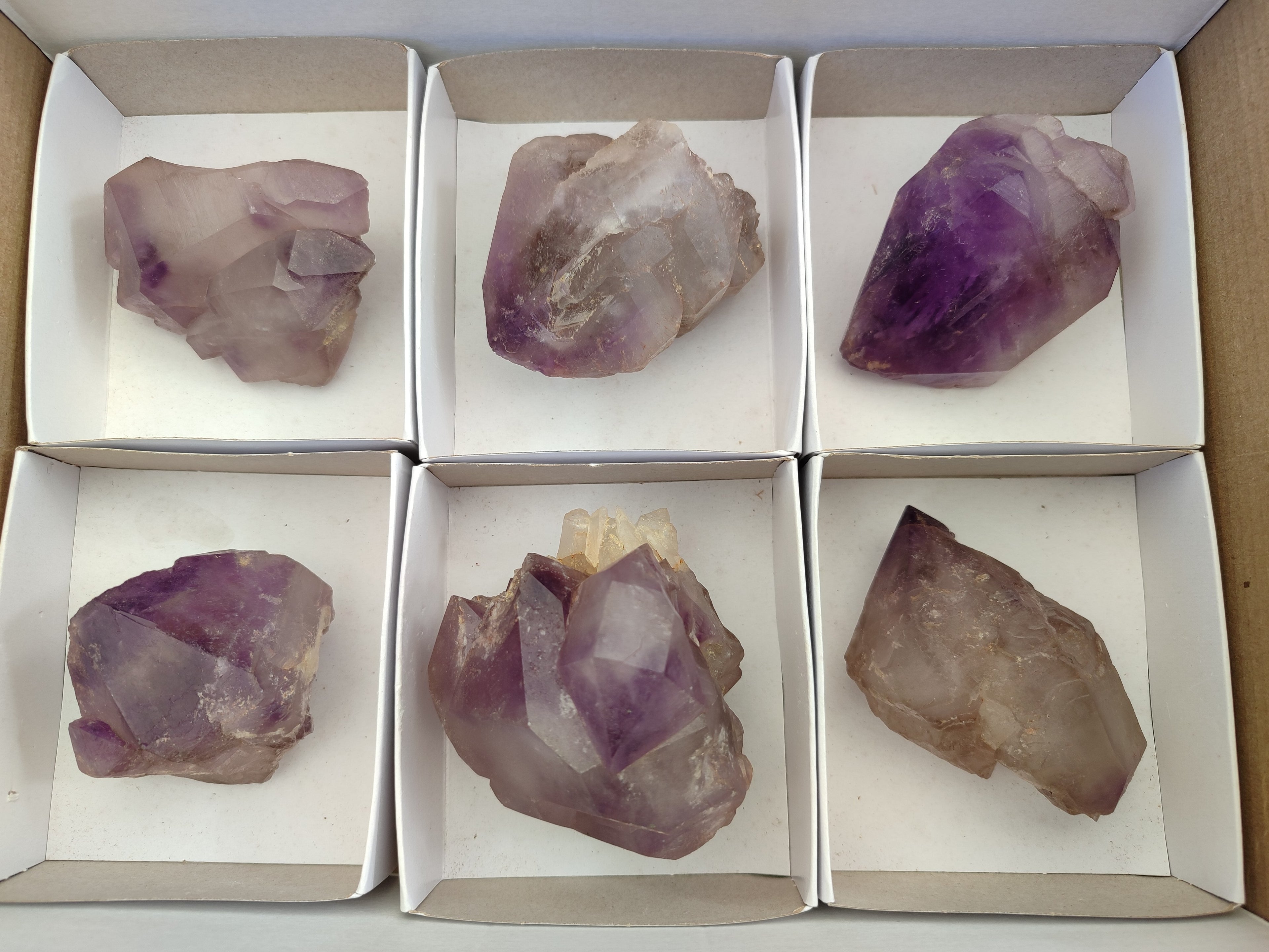 Natural Window Amethyst Double Terminated Crystals x 6 From Ambatondrazaka, Madagascar - Toprock Gemstones and Minerals 