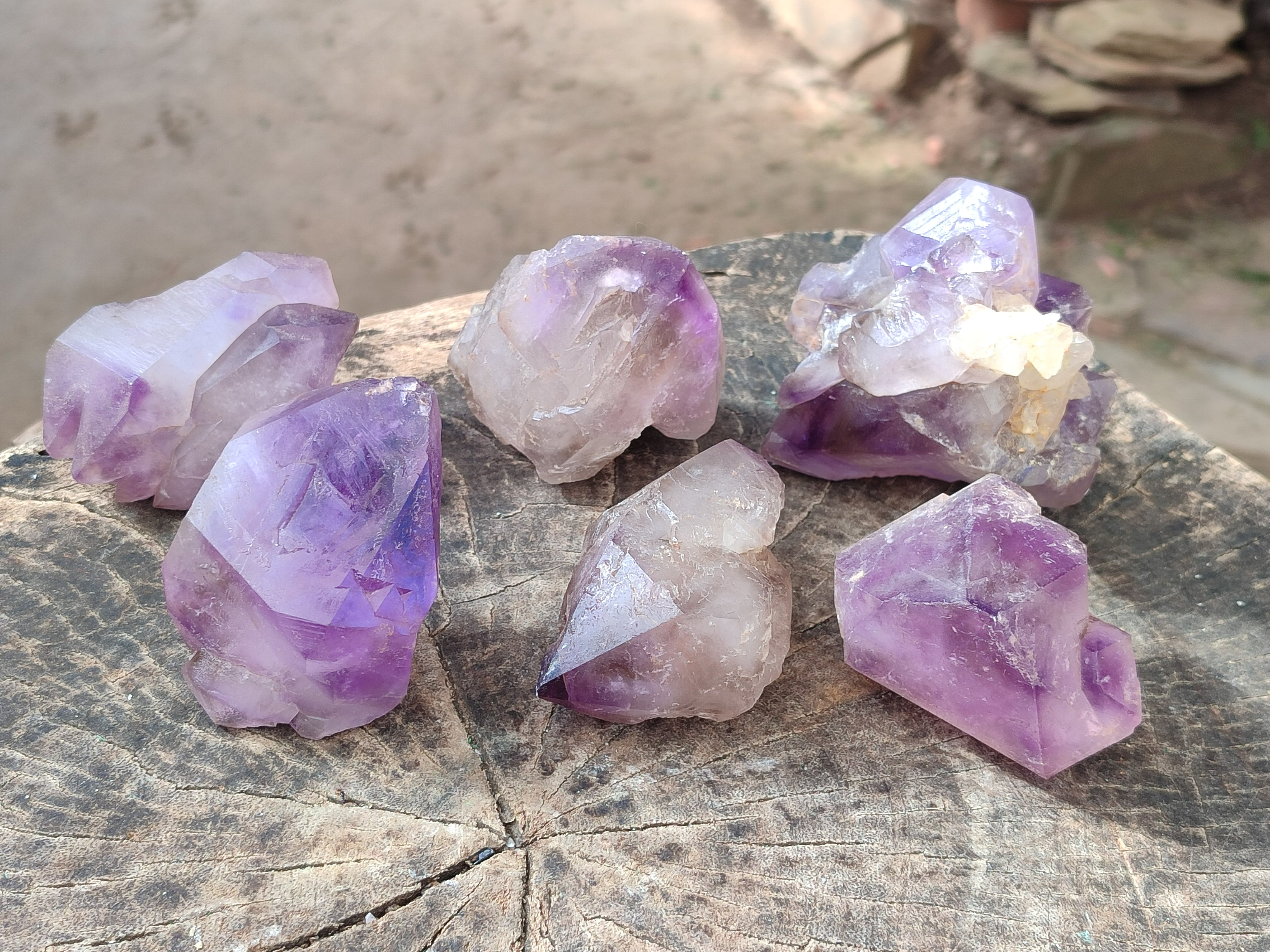 Natural Window Amethyst Double Terminated Crystals x 6 From Ambatondrazaka, Madagascar - Toprock Gemstones and Minerals 