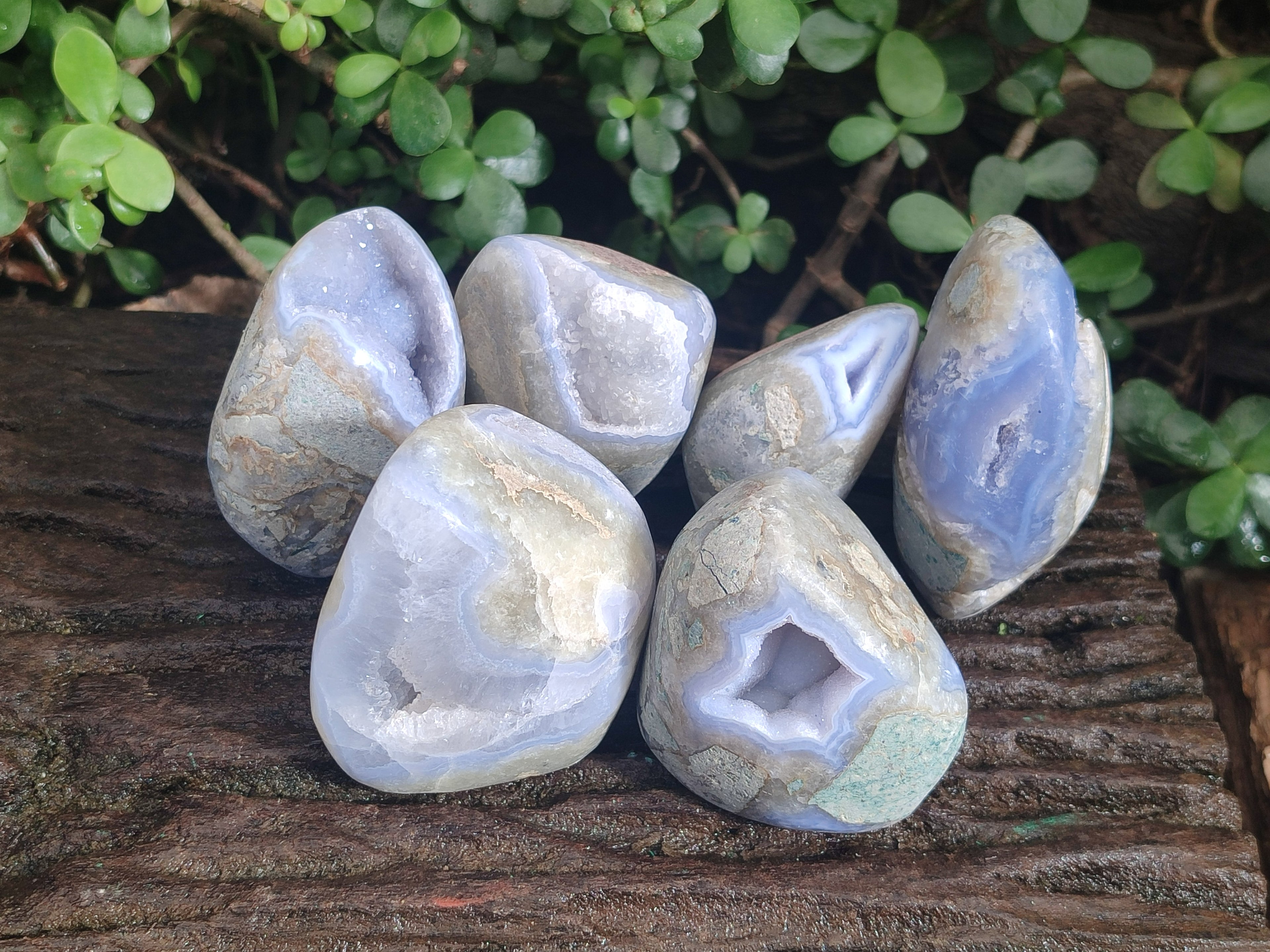 Polished Blue Lace Agate Standing Display Pieces x 6 From Nsanje, Malawi - Toprock Gemstones and Minerals 