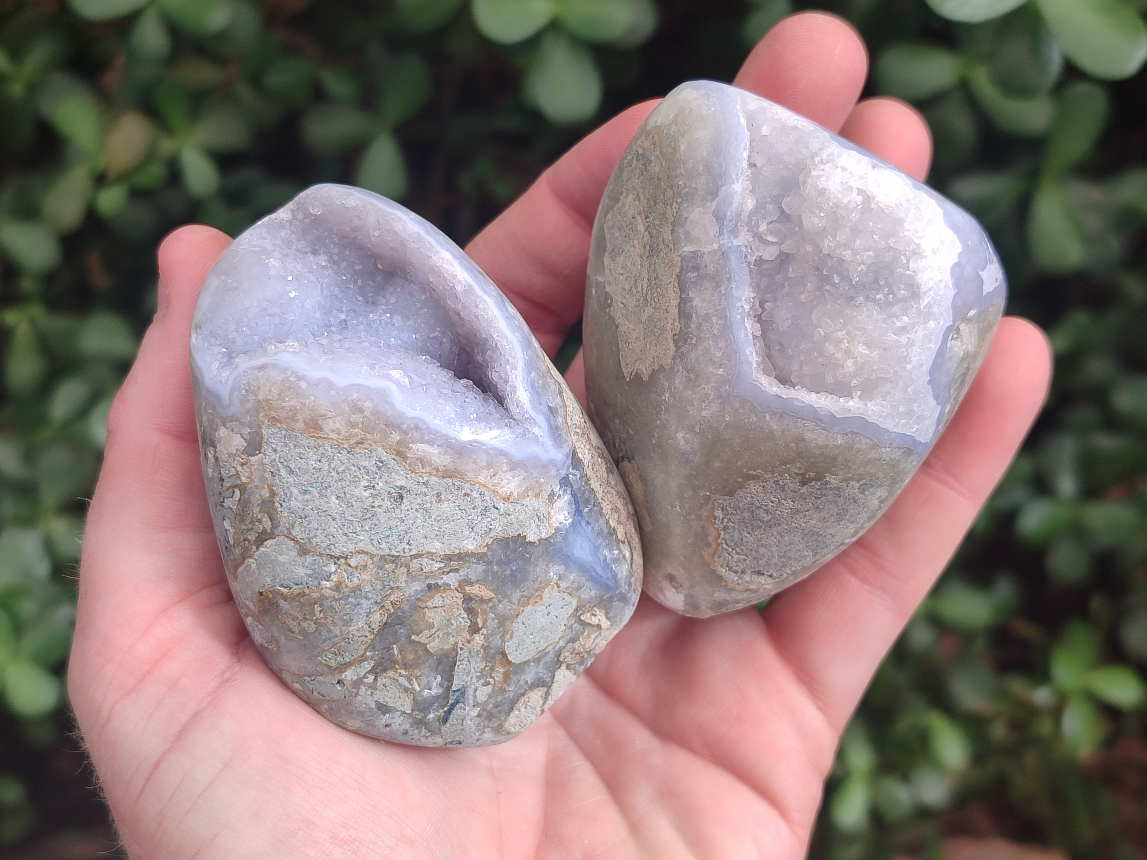 Polished Blue Lace Agate Standing Display Pieces x 6 From Nsanje, Malawi - Toprock Gemstones and Minerals 