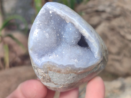 Polished Blue Lace Agate Standing Display Pieces x 6 From Nsanje, Malawi - Toprock Gemstones and Minerals 