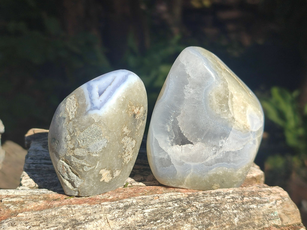 Polished Blue Lace Agate Standing Display Pieces x 6 From Nsanje, Malawi - Toprock Gemstones and Minerals 