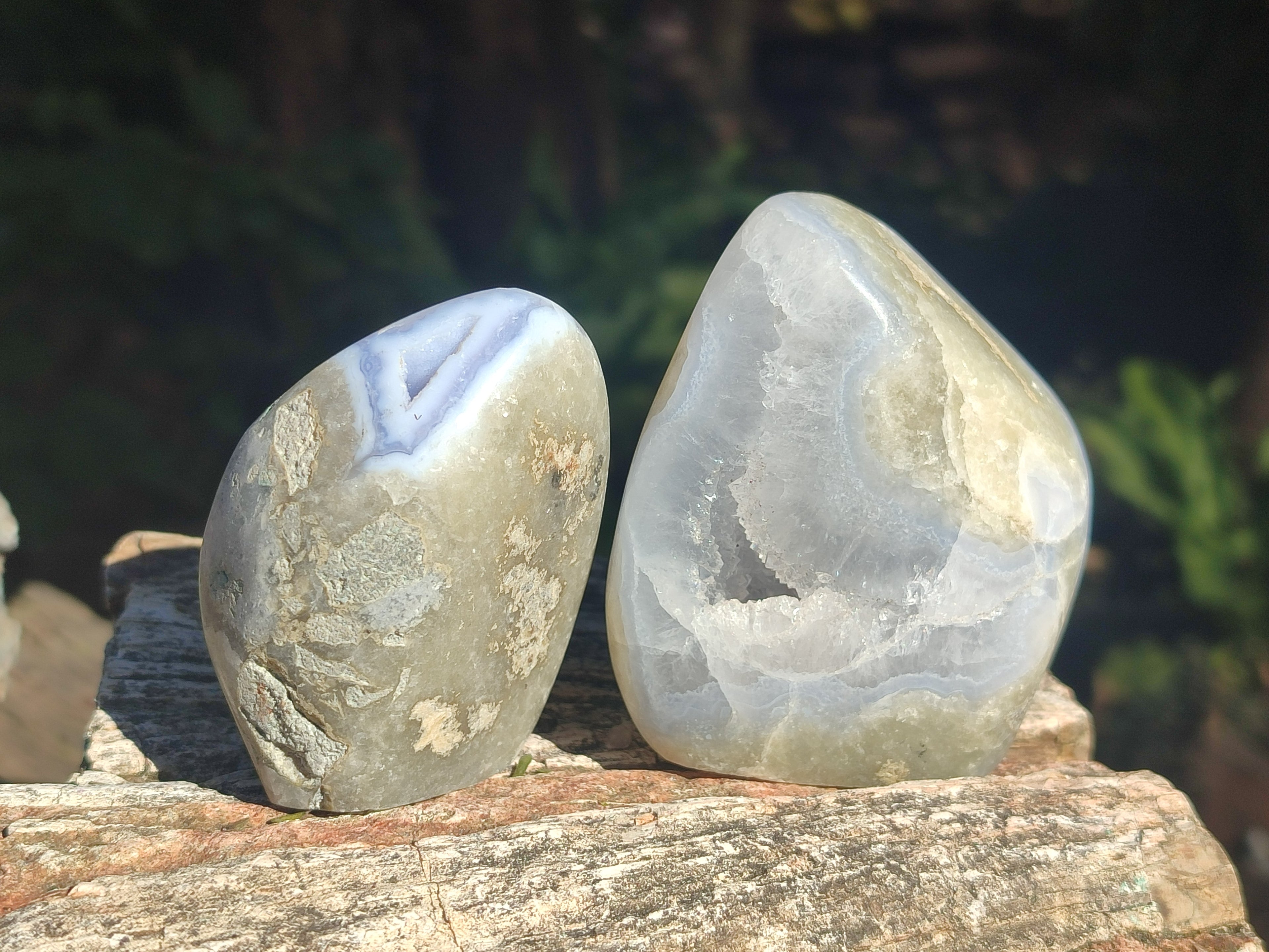 Polished Blue Lace Agate Standing Display Pieces x 6 From Nsanje, Malawi - Toprock Gemstones and Minerals 