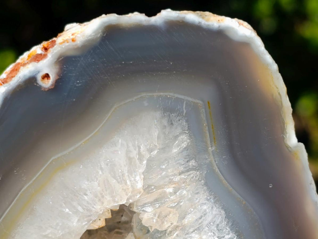 Polished One Side Banded Agate with Crystalline Geodes x 2 From Maintirano, Madagascar - Toprock Gemstones and Minerals 