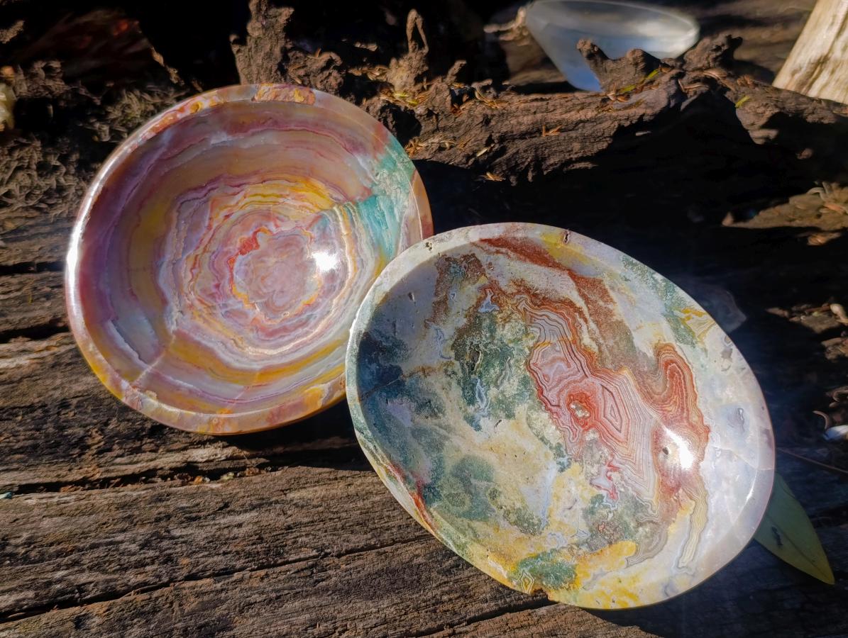 Polished Ocean Jasper Bowls x 2 From Northwest Coast, Madagascar - Toprock Gemstones and Minerals 