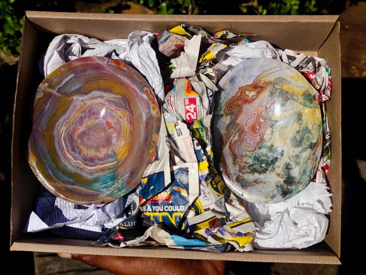 Polished Ocean Jasper Bowls x 2 From Northwest Coast, Madagascar - Toprock Gemstones and Minerals 
