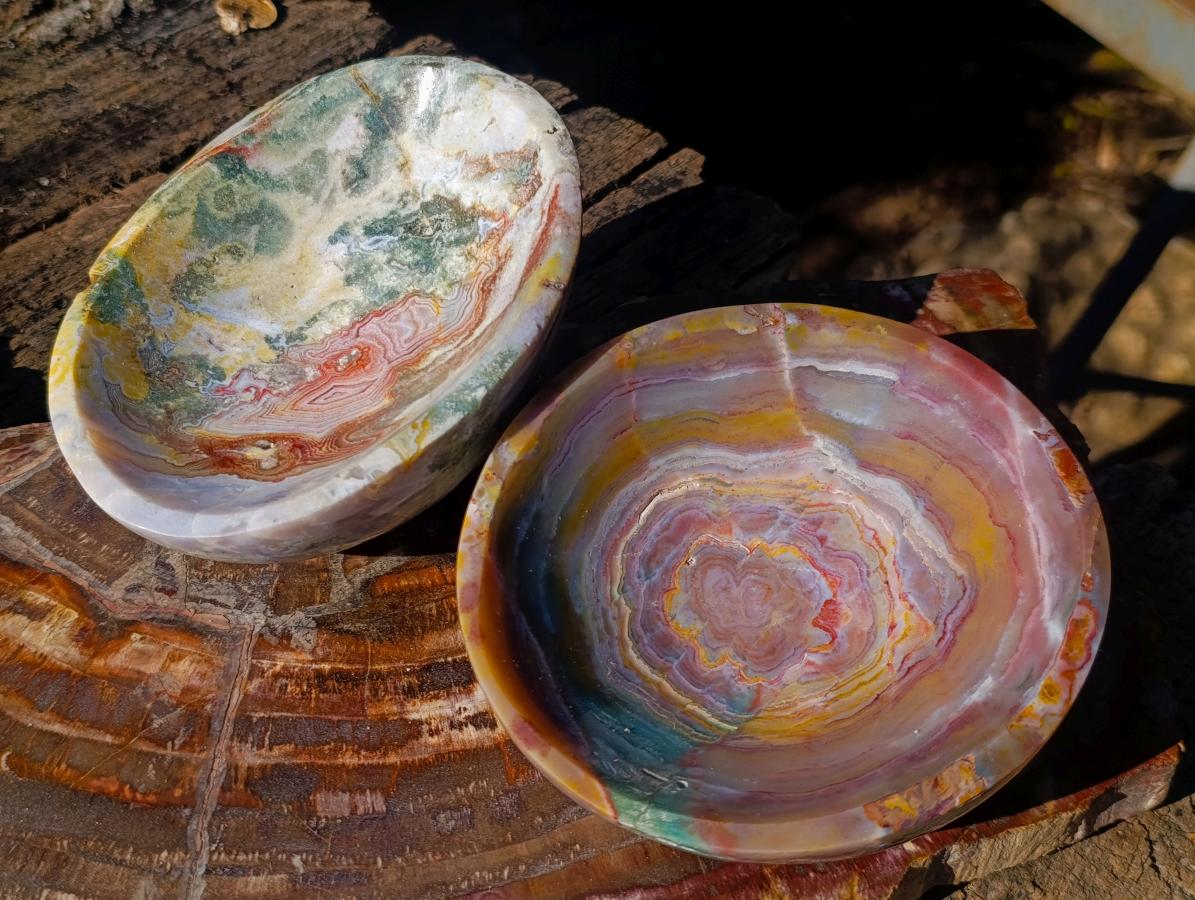 Polished Ocean Jasper Bowls x 2 From Northwest Coast, Madagascar - Toprock Gemstones and Minerals 