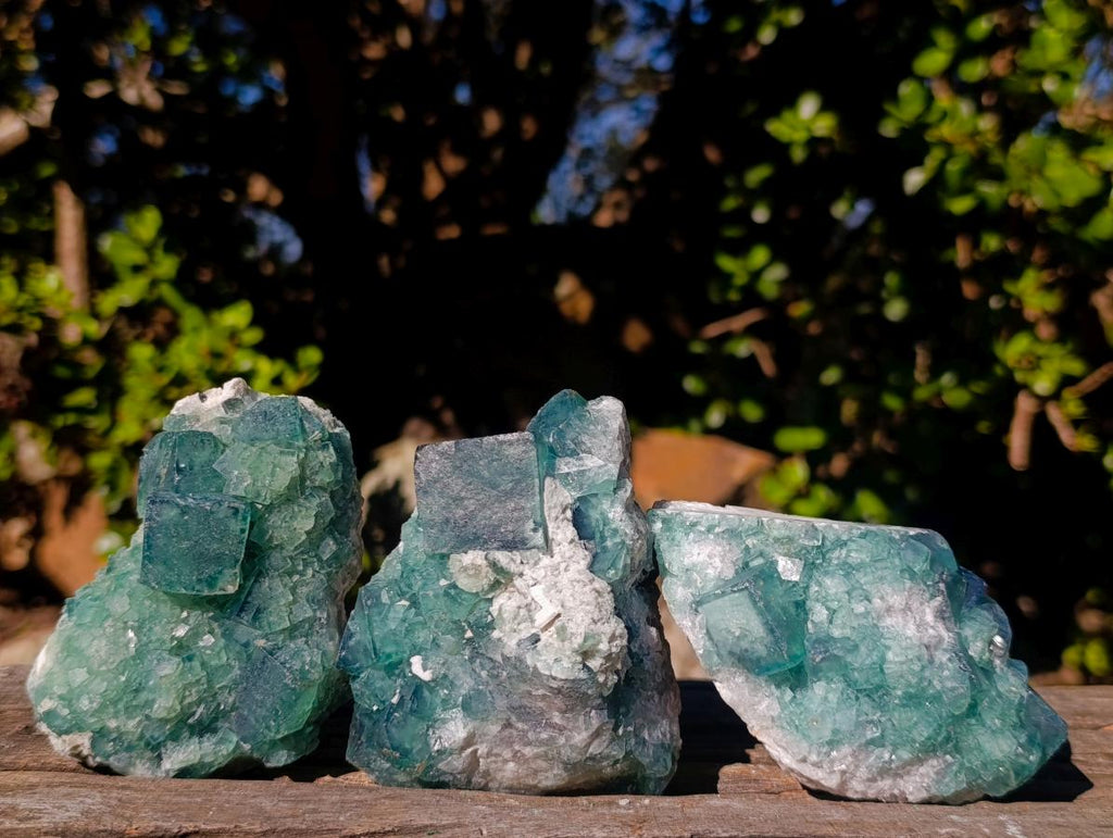 Natural Green Cubic Fluorite Specimens x 6 From Mandrosonoro, Madagascar - Toprock Gemstones and Minerals 