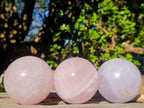 Polished Gemmy Rose and Lavender Quartz Spheres x 3 From Madagascar - Toprock Gemstones and Minerals 