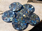 Polished Labradorite Coasters x 6 From Madagascar - Toprock Gemstones and Minerals 