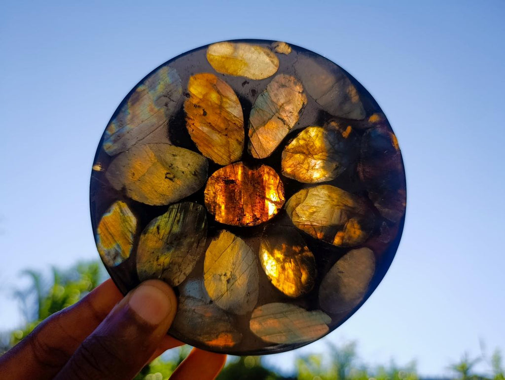 Polished Labradorite Coasters x 6 From Madagascar - Toprock Gemstones and Minerals 