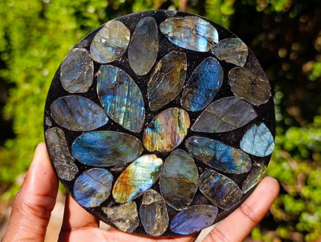 Polished Labradorite Coasters x 6 From Madagascar - Toprock Gemstones and Minerals 