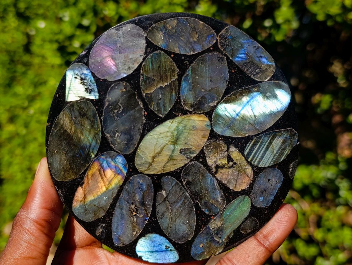 Polished Labradorite Coasters x 6 From Madagascar - Toprock Gemstones and Minerals 