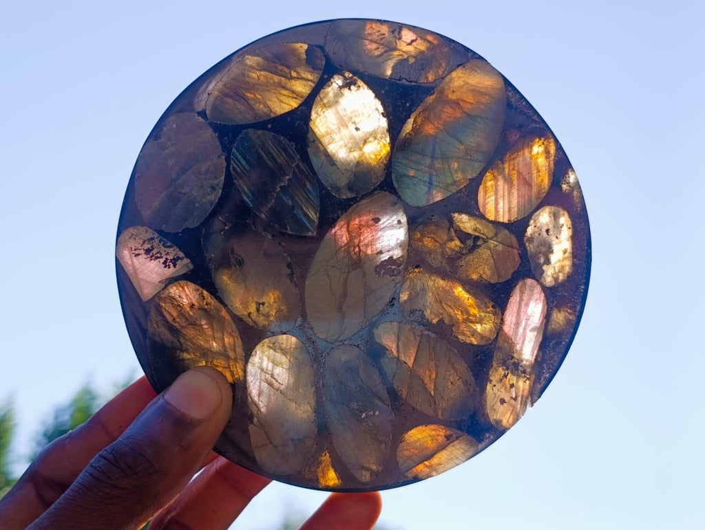 Polished Labradorite Coasters x 6 From Madagascar - Toprock Gemstones and Minerals 
