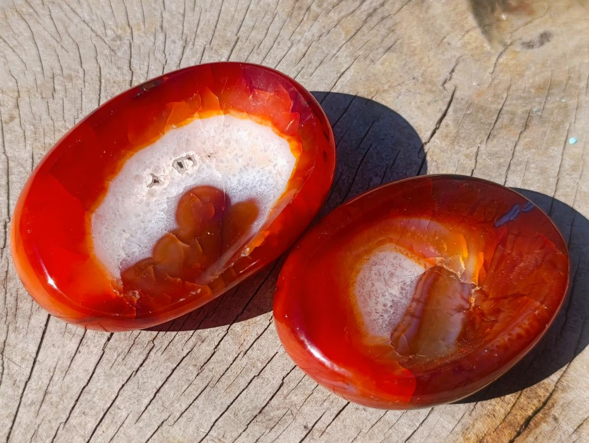 Polished Carnelian Agate Gemstone Bowls x 12 From Madagascar - Toprock Gemstones and Minerals 