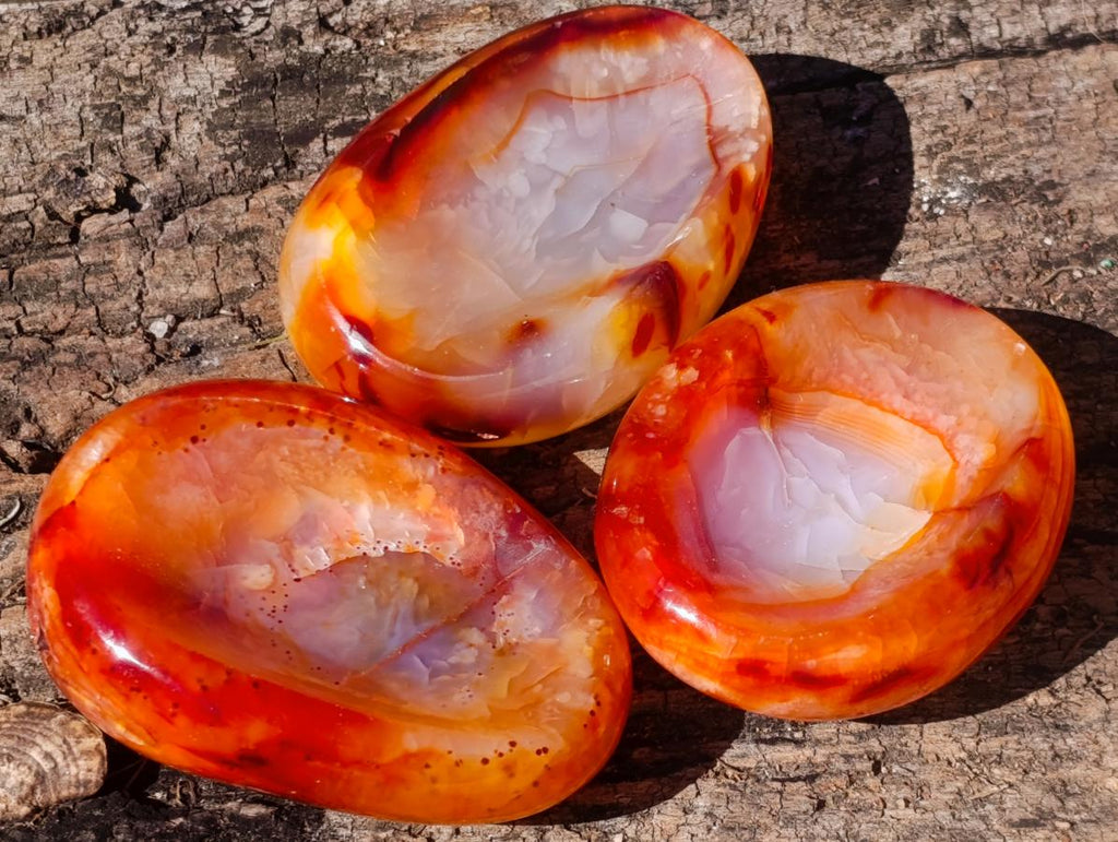 Polished Carnelian Agate Gemstone Bowls x 12 From Madagascar - Toprock Gemstones and Minerals 