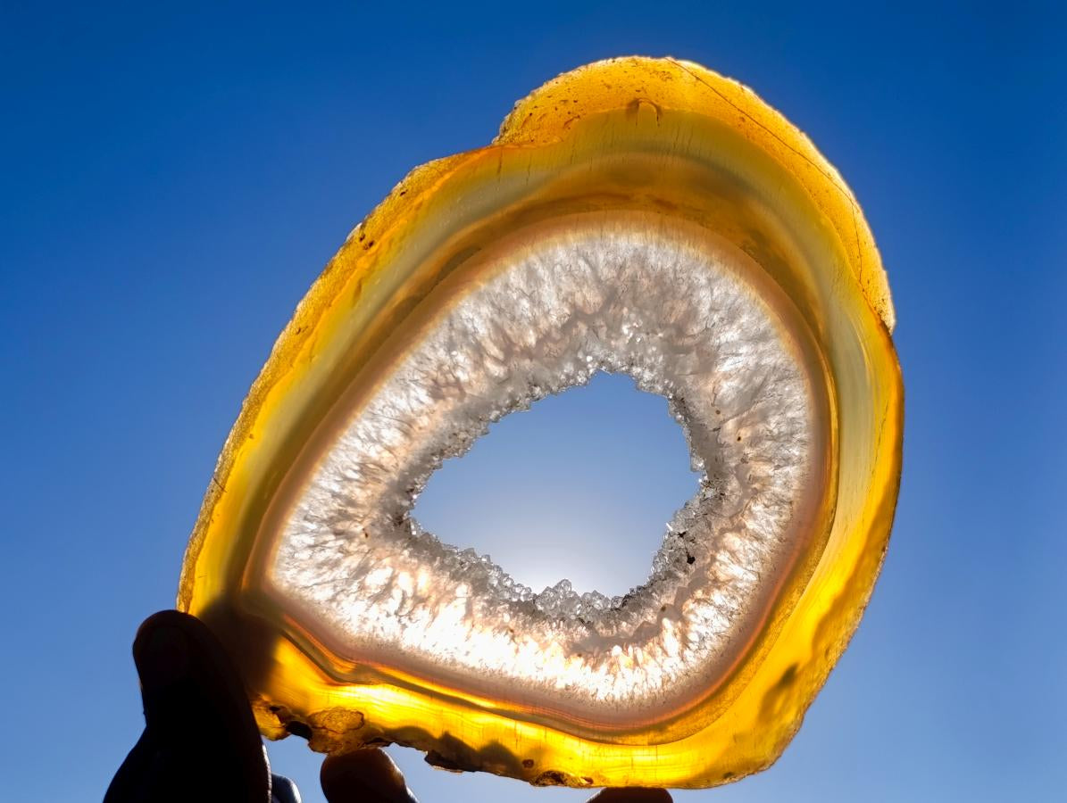 Polished Banded Agate Slices x 6 From Madagascar - Toprock Gemstones and Minerals 