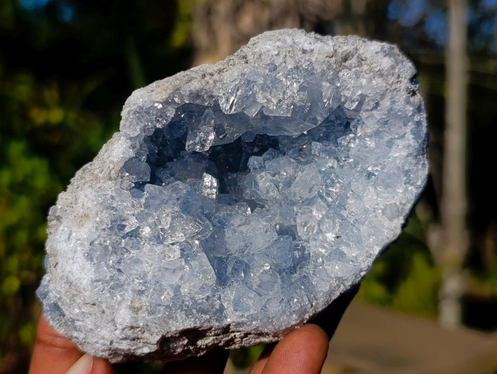 Natural Blue Celestite Geode Specimens x 3 From Sakoany, Madagascar - Toprock Gemstones and Minerals 