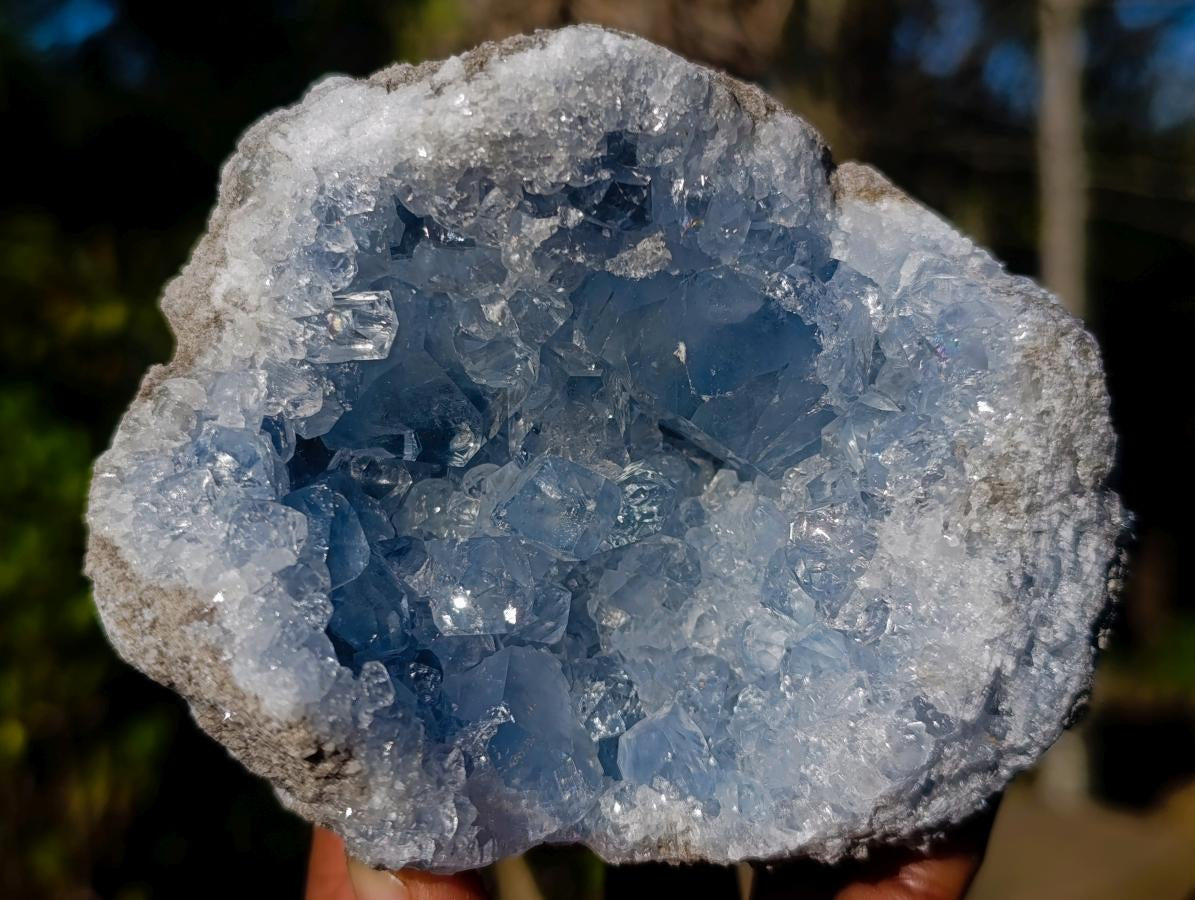 Natural Blue Celestite Geode Specimens x 3 From Sakoany, Madagascar - Toprock Gemstones and Minerals 