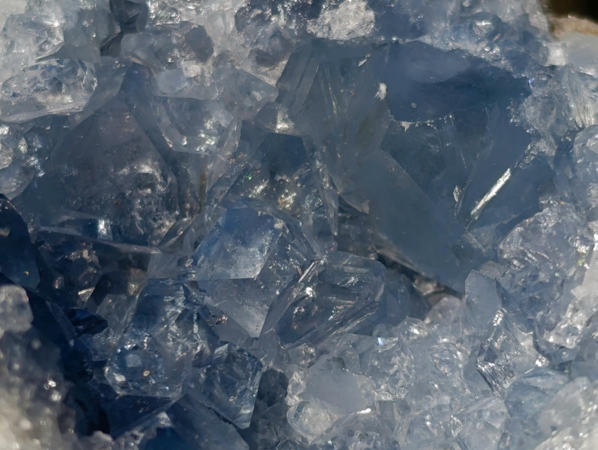 Natural Blue Celestite Geode Specimens x 3 From Sakoany, Madagascar - Toprock Gemstones and Minerals 