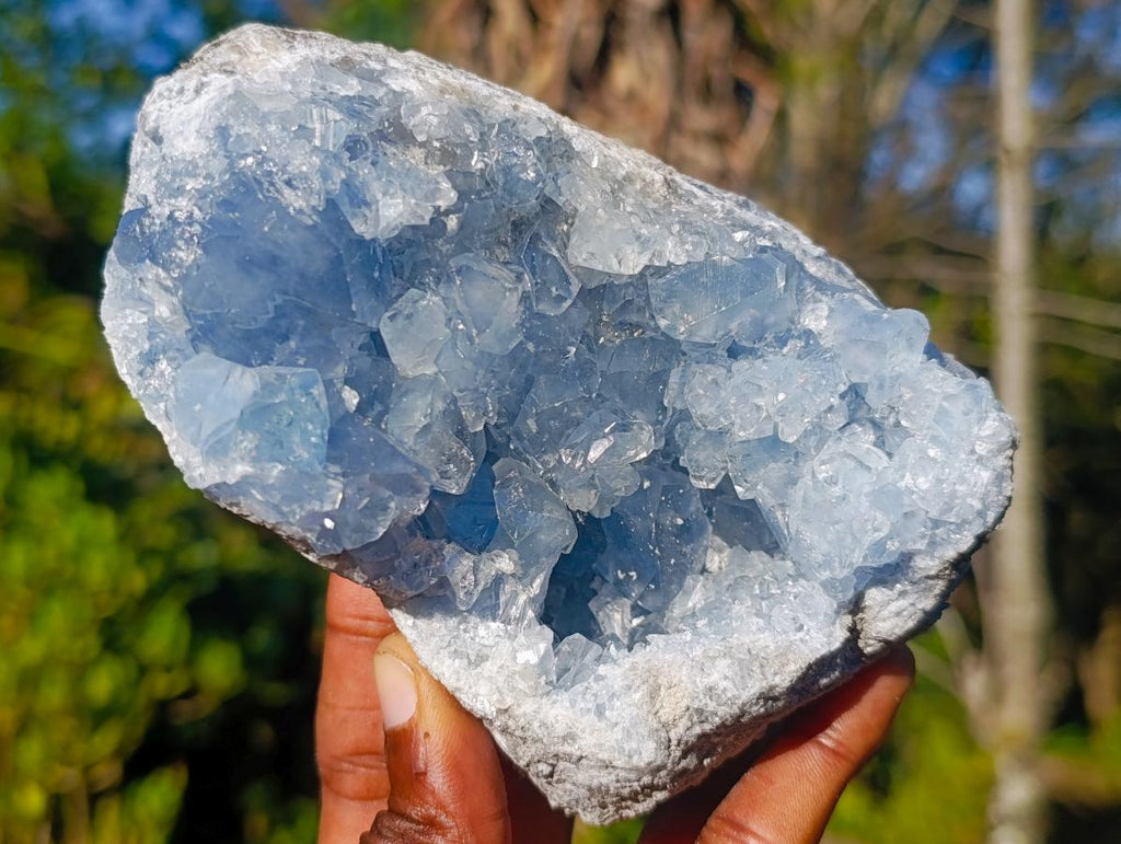 Natural Blue Celestite Geode Specimens x 3 From Sakoany, Madagascar - Toprock Gemstones and Minerals 