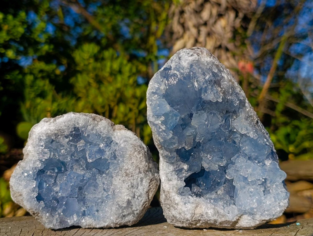 Natural Blue Celestite Geode Specimens x 3 From Sakoany, Madagascar - Toprock Gemstones and Minerals 