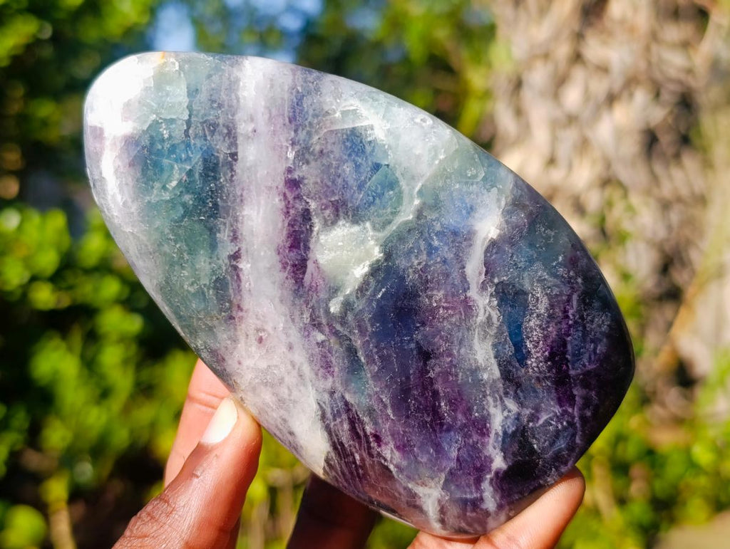 Polished Watermelon Fluorite Standing Display Pieces x 2 From Uis, Namibia - Toprock Gemstones and Minerals 