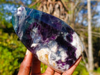 Polished Watermelon Fluorite Standing Display Pieces x 2 From Uis, Namibia - Toprock Gemstones and Minerals 