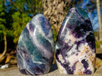 Polished Watermelon Fluorite Standing Display Pieces x 2 From Uis, Namibia - Toprock Gemstones and Minerals 