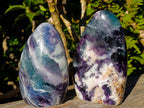 Polished Watermelon Fluorite Standing Display Pieces x 2 From Uis, Namibia - Toprock Gemstones and Minerals 