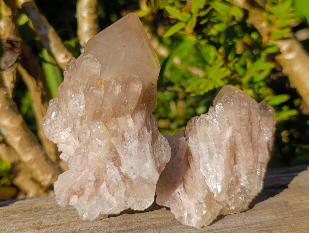 Natural Cascading White Phantom Smokey Luena Quartz Clusters x 6 From Luena, Congo - Toprock Gemstones and Minerals 